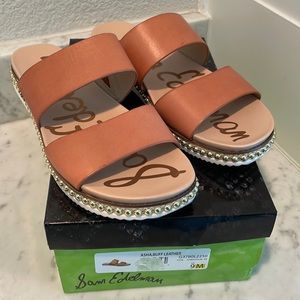 Sam Edelman Asha Sandals Slides Brown Leather 9